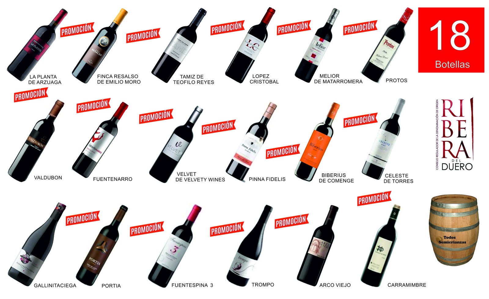 Lote De Botellas De Vino De D O Ribera Del Duero Semicrianza