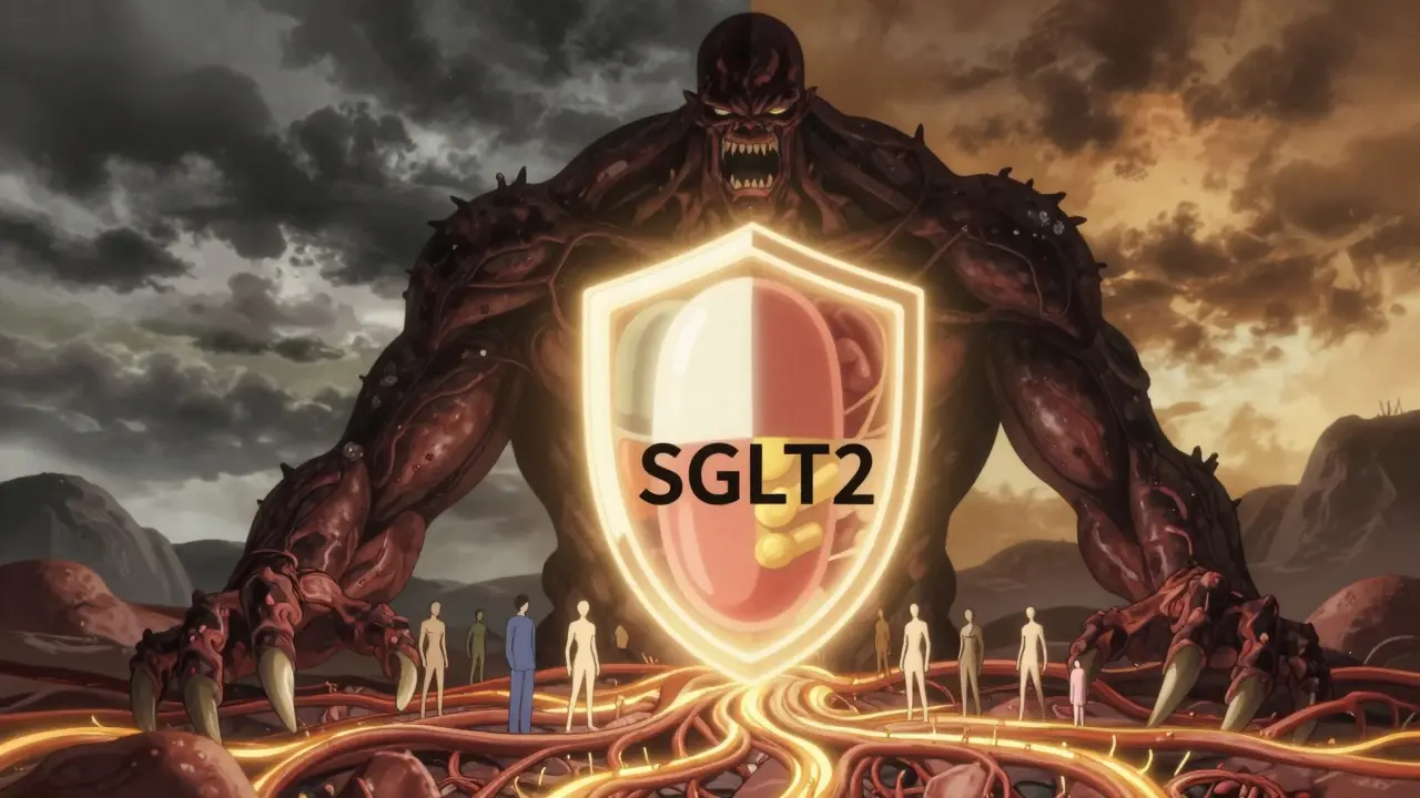 Battle inside body: protective pill shield vs. monstrous infection, glowing organs