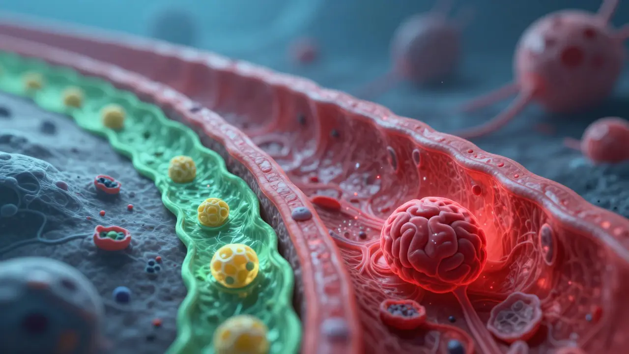 Abstract artery visualization showing plaque reduction balanced against bleeding risk