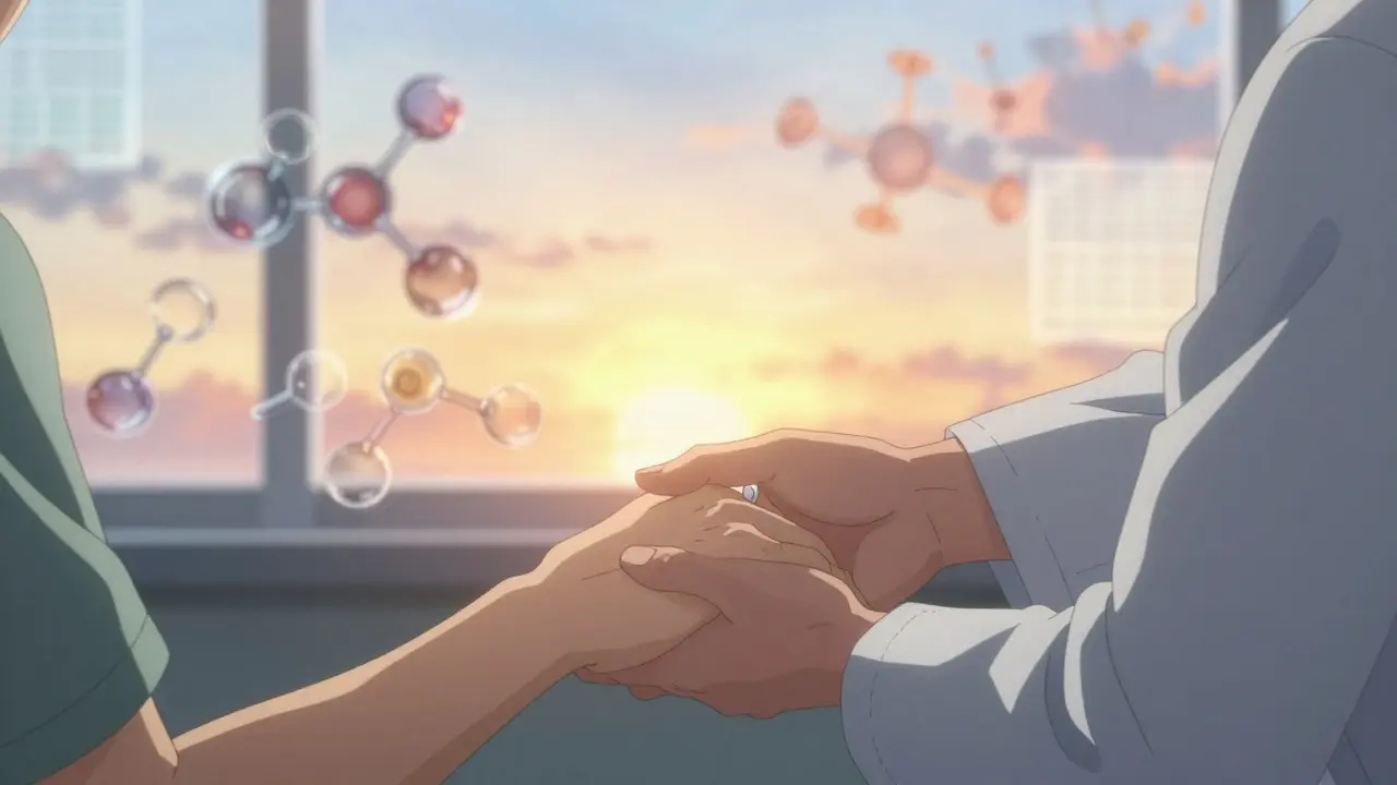 A medical professional and patient symbolizing trust and successful treatment transition