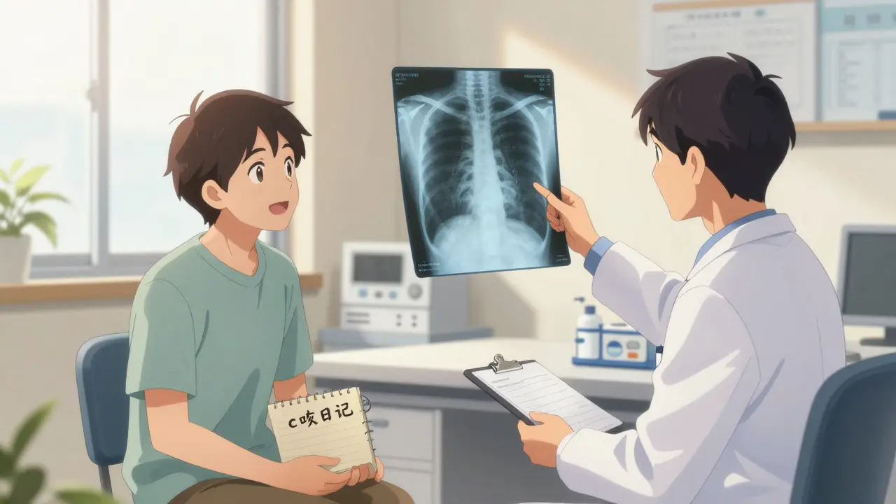 Patient discussing diagnosis with doctor in clinic