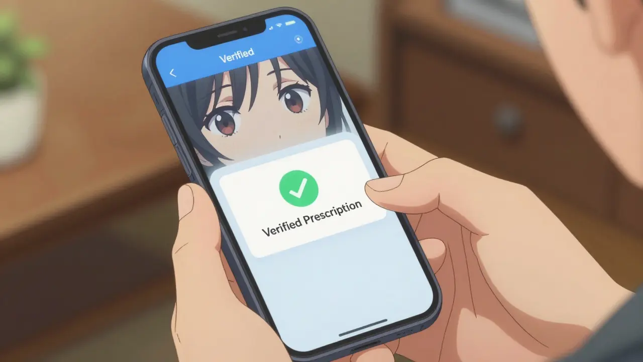 Smartphone screen showing verified prescription approval