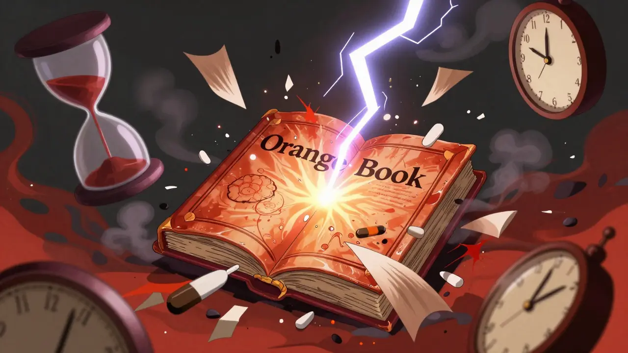 Mystical book dissolving amidst shattered clocks